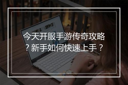 今天开服手游传奇攻略？新手如何快速上手？