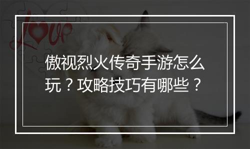 傲视烈火传奇手游怎么玩？攻略技巧有哪些？