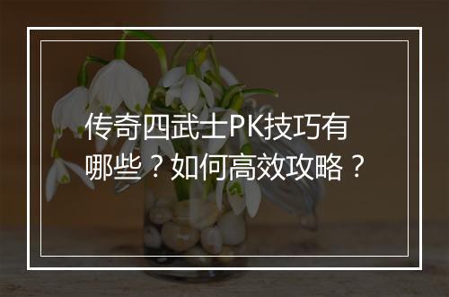 传奇四武士PK技巧有哪些？如何高效攻略？
