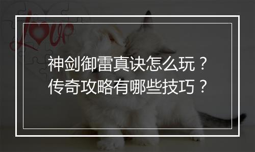 神剑御雷真诀怎么玩？传奇攻略有哪些技巧？