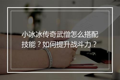 小冰冰传奇武僧怎么搭配技能？如何提升战斗力？