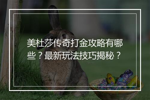 美杜莎传奇打金攻略有哪些？最新玩法技巧揭秘？