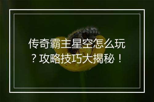 传奇霸主星空怎么玩？攻略技巧大揭秘！