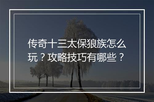 传奇十三太保狼族怎么玩？攻略技巧有哪些？