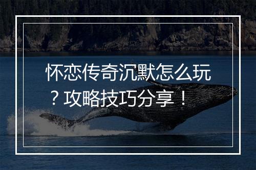 怀恋传奇沉默怎么玩？攻略技巧分享！
