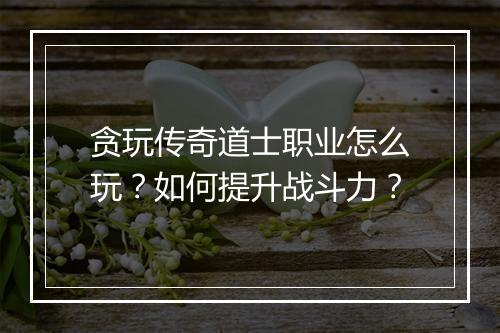 贪玩传奇道士职业怎么玩？如何提升战斗力？