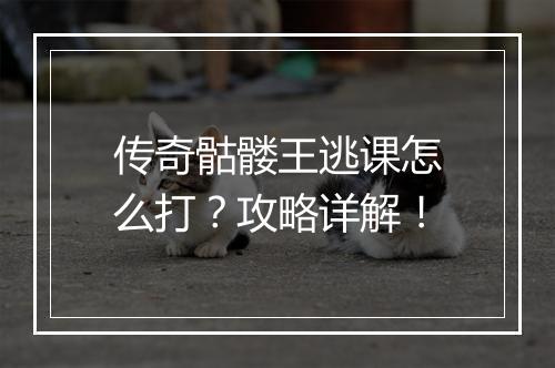 传奇骷髅王逃课怎么打？攻略详解！