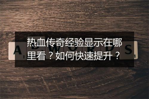 热血传奇经验显示在哪里看？如何快速提升？