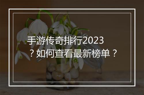 手游传奇排行2023？如何查看最新榜单？