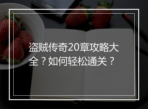 盗贼传奇20章攻略大全？如何轻松通关？