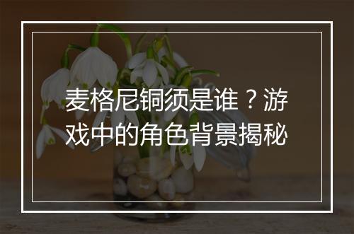 麦格尼铜须是谁？游戏中的角色背景揭秘