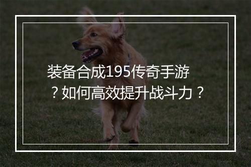 装备合成195传奇手游？如何高效提升战斗力？