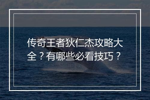 传奇王者狄仁杰攻略大全？有哪些必看技巧？