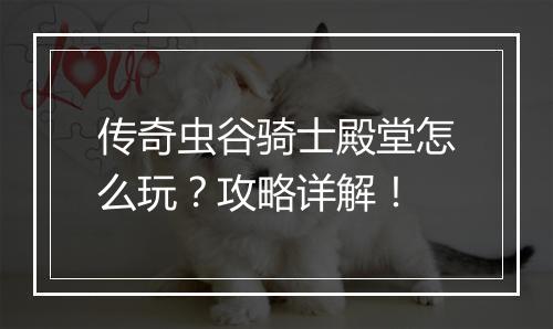 传奇虫谷骑士殿堂怎么玩？攻略详解！