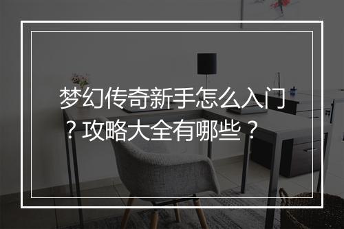 梦幻传奇新手怎么入门？攻略大全有哪些？