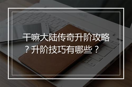 干嘛大陆传奇升阶攻略？升阶技巧有哪些？