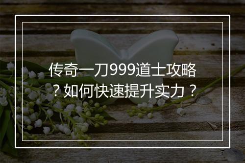 传奇一刀999道士攻略？如何快速提升实力？