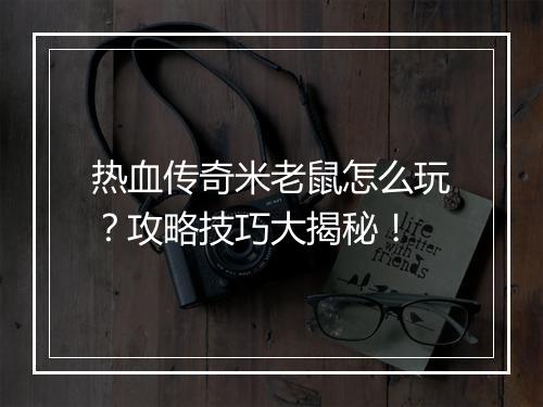 热血传奇米老鼠怎么玩？攻略技巧大揭秘！
