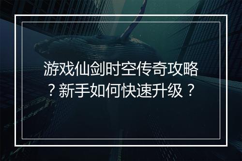 游戏仙剑时空传奇攻略？新手如何快速升级？