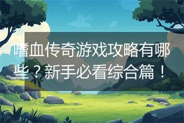 嗜血传奇游戏攻略有哪些？新手必看综合篇！