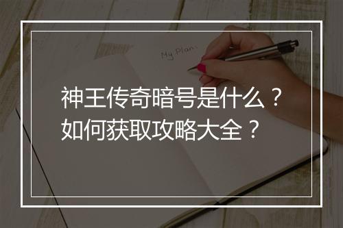 神王传奇暗号是什么？如何获取攻略大全？