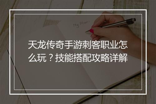 天龙传奇手游刺客职业怎么玩？技能搭配攻略详解