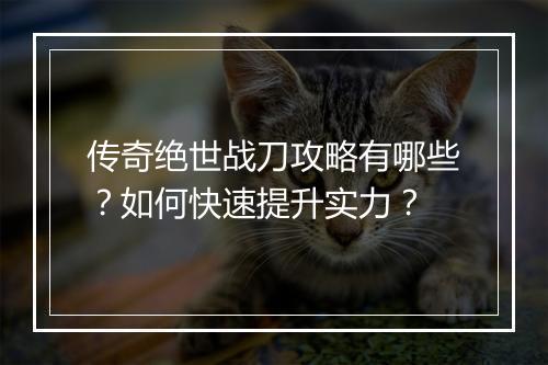 传奇绝世战刀攻略有哪些？如何快速提升实力？