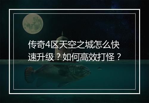 传奇4区天空之城怎么快速升级？如何高效打怪？