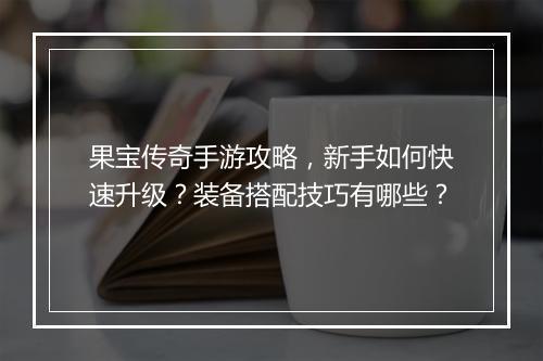 果宝传奇手游攻略，新手如何快速升级？装备搭配技巧有哪些？