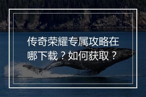 传奇荣耀专属攻略在哪下载？如何获取？