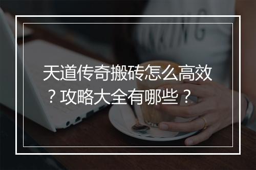 天道传奇搬砖怎么高效？攻略大全有哪些？