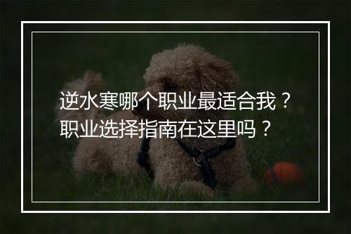 逆水寒哪个职业最适合我？职业选择指南在这里吗？