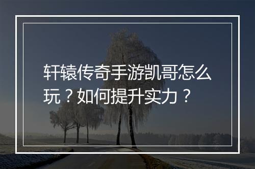 轩辕传奇手游凯哥怎么玩？如何提升实力？