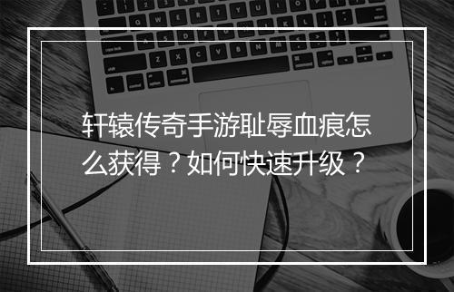 轩辕传奇手游耻辱血痕怎么获得？如何快速升级？