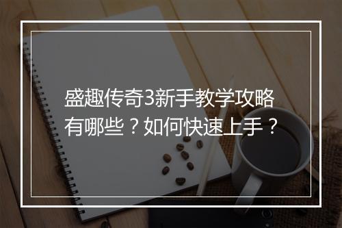盛趣传奇3新手教学攻略有哪些？如何快速上手？