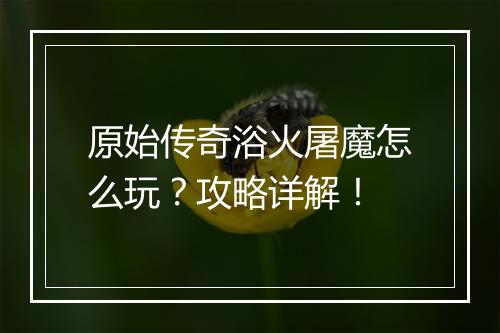 原始传奇浴火屠魔怎么玩？攻略详解！