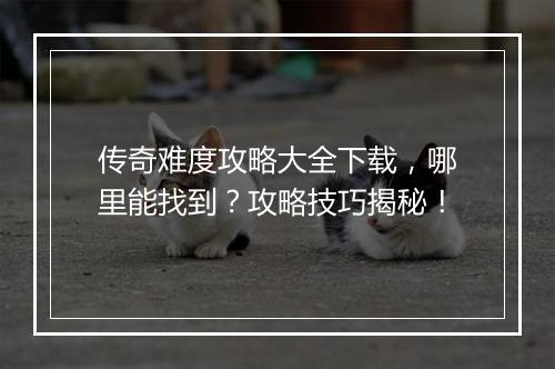 传奇难度攻略大全下载，哪里能找到？攻略技巧揭秘！