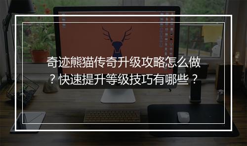 奇迹熊猫传奇升级攻略怎么做？快速提升等级技巧有哪些？