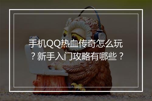 手机QQ热血传奇怎么玩？新手入门攻略有哪些？