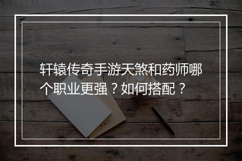 轩辕传奇手游天煞和药师哪个职业更强？如何搭配？
