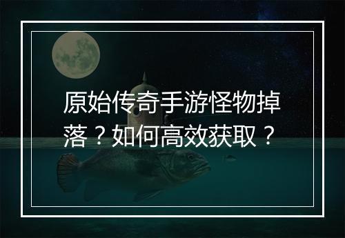 原始传奇手游怪物掉落？如何高效获取？