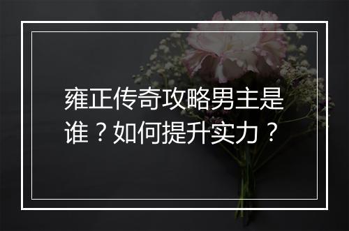 雍正传奇攻略男主是谁？如何提升实力？