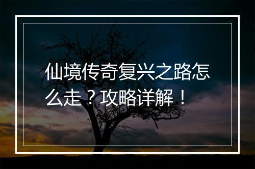 仙境传奇复兴之路怎么走？攻略详解！