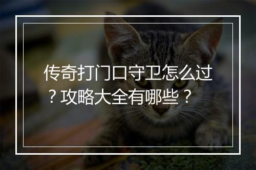 传奇打门口守卫怎么过？攻略大全有哪些？