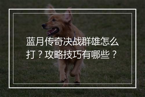 蓝月传奇决战群雄怎么打？攻略技巧有哪些？