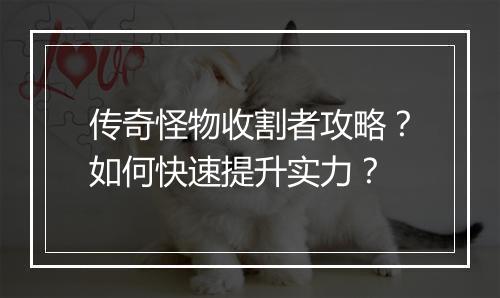 传奇怪物收割者攻略？如何快速提升实力？