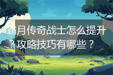 霸月传奇战士怎么提升？攻略技巧有哪些？