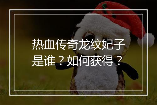 热血传奇龙纹妃子是谁？如何获得？