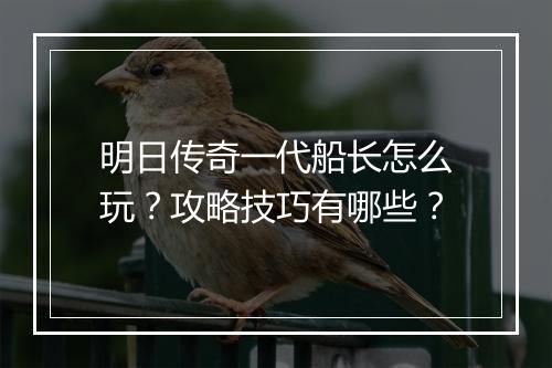 明日传奇一代船长怎么玩？攻略技巧有哪些？