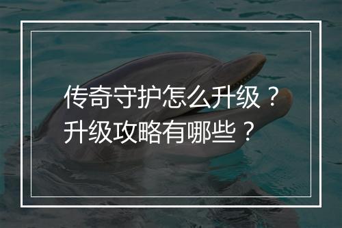 传奇守护怎么升级？升级攻略有哪些？